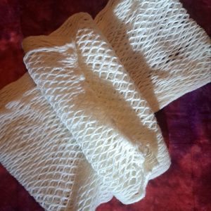 Cream Open-Weave Net Fabric Pieces