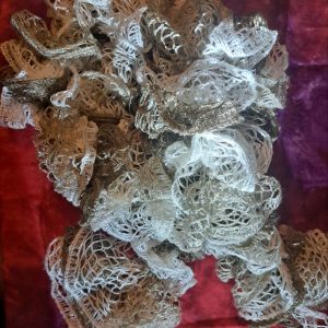 Ruffled Metallic-Lace Scarf